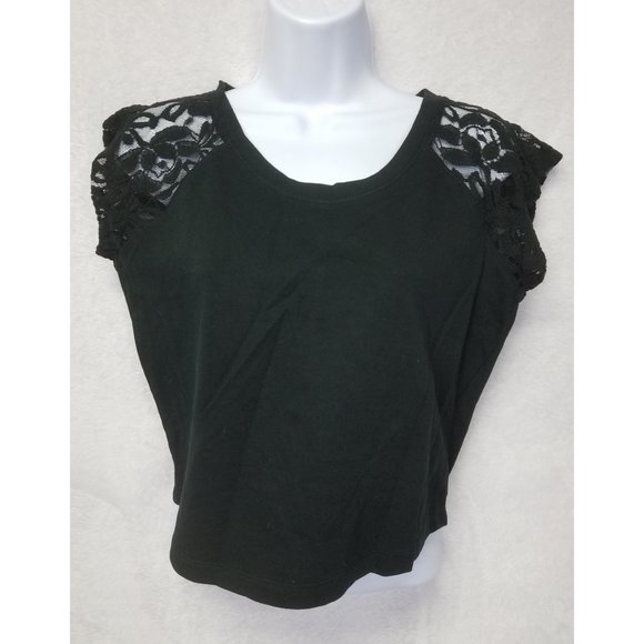 Forever 21 Women's Top Cropped Lace Black Medium - Picture 1 of 7